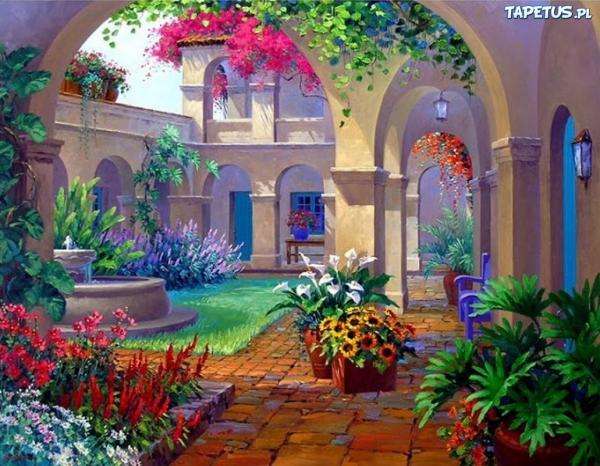 patio fountain for reprod jigsaw puzzle online