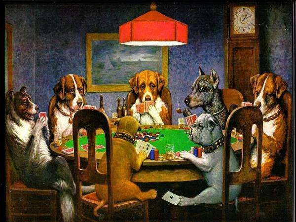 Psi hrající poker skládačky online