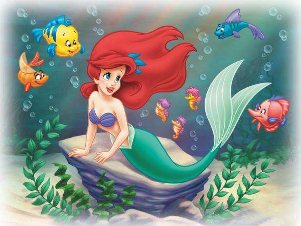 Ariel y flores de pescado rompecabezas en línea