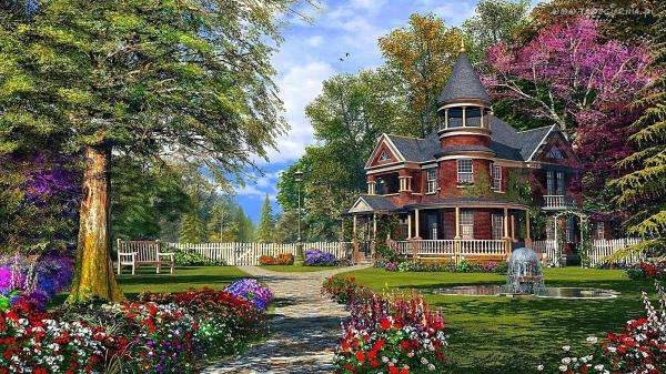garden house, trees, path jigsaw puzzle online