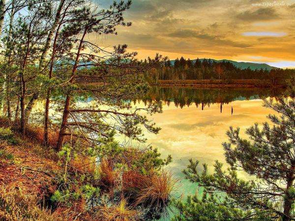 есен, езеро, планини онлайн пъзел