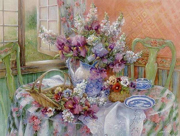 vase with flowers on the table jigsaw puzzle online