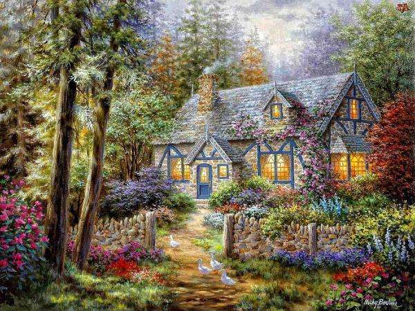 cottage in the garden in the forest online puzzle