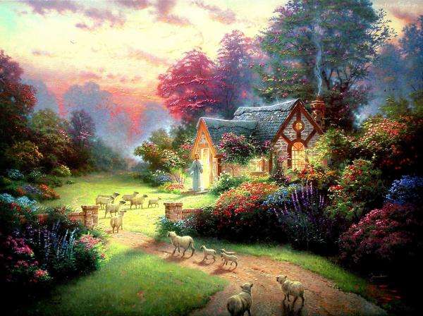 country house, sheep online puzzle