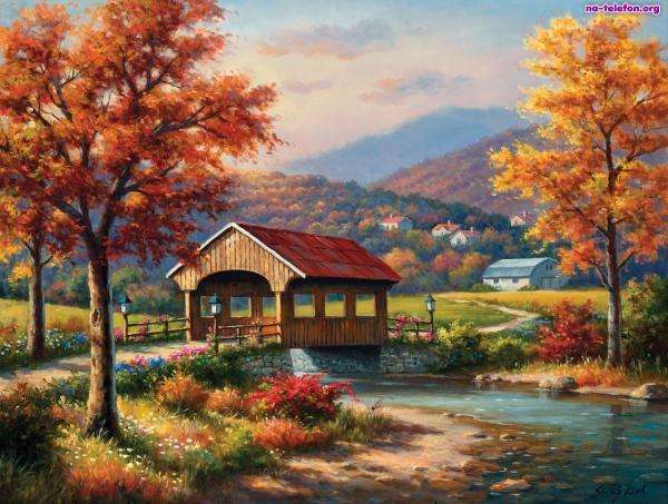 fiume, autunno, ponte puzzle online