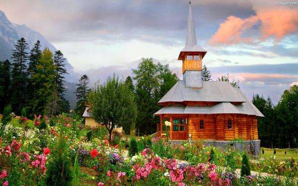 spring, cottage, mountains jigsaw puzzle online