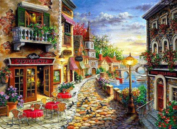 alley, houses, flowers jigsaw puzzle online