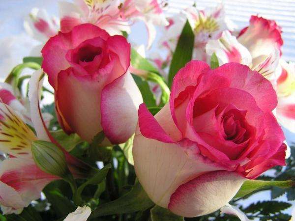 Лилии и розы пазл онлайн