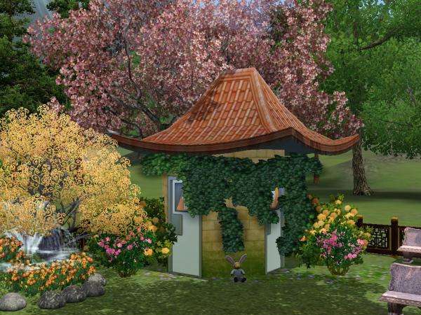 strom, pagoda, trávník skládačky online
