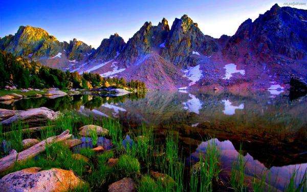 montagne, lago, pietre puzzle online
