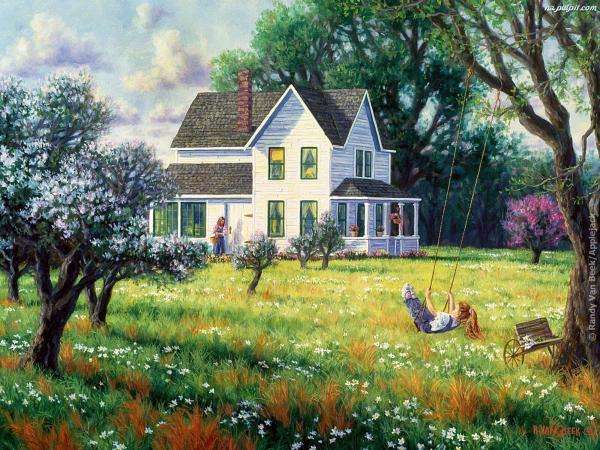 house, lawn, swing online puzzle