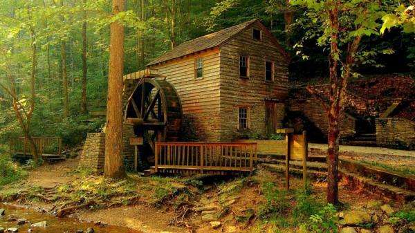 Ancien moulin dans la forêt puzzle en ligne