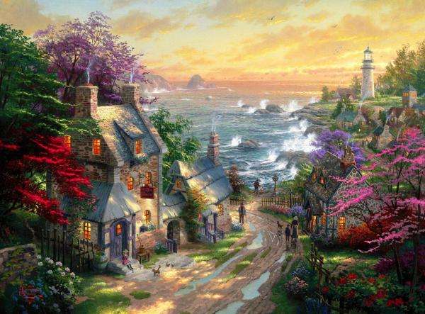 village by the sea, road jigsaw puzzle online