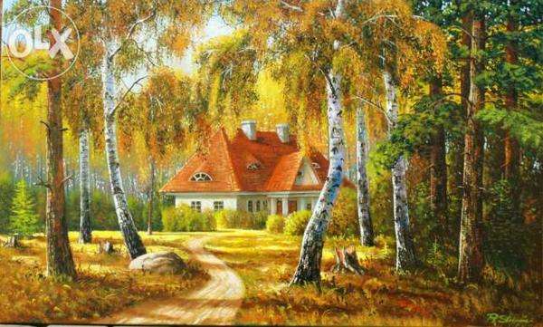cottage, lad, path, leaves jigsaw puzzle online