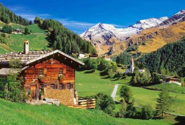 Beieren, huisje, bergen, pad online puzzel