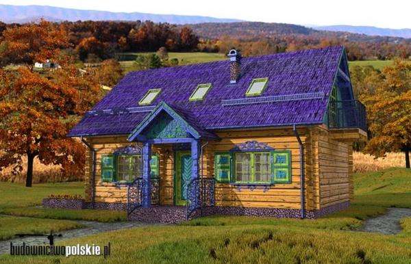 casă cu obloane pe fundalul pădurilor puzzle online