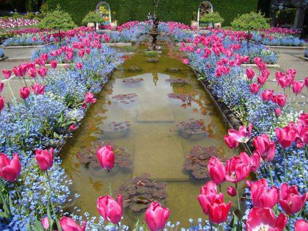 krásná zahrada u rybníka online puzzle