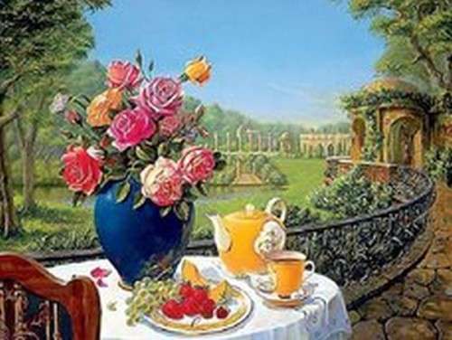 still life on the background of the landscape jigsaw puzzle online