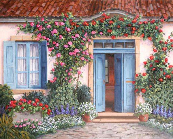 roses on the wall of the house jigsaw puzzle online