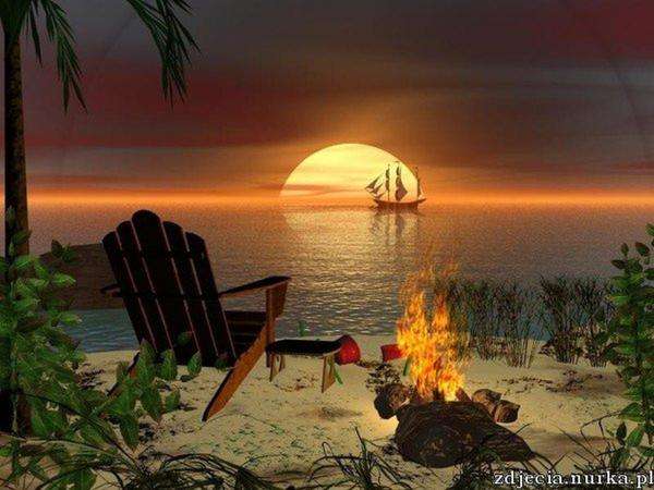 solnedgång på havet pussel på nätet
