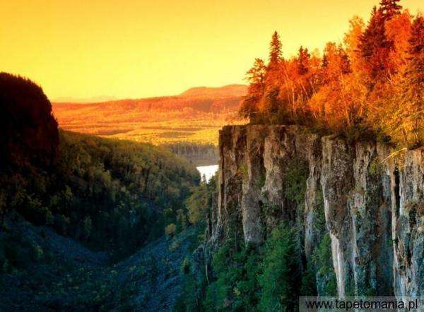 cliff, autumn forest, river online puzzle