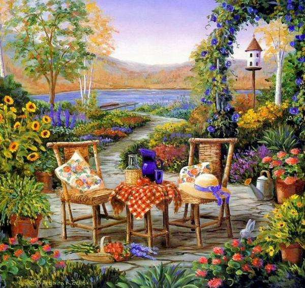 garden furniture on the terrace jigsaw puzzle online