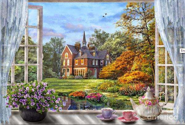 view from the window of the castle and park jigsaw puzzle online