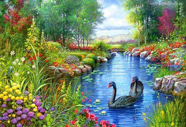 Pond forest meadow jigsaw puzzle online