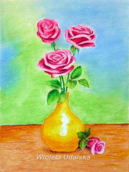 Рози във ваза онлайн пъзел
