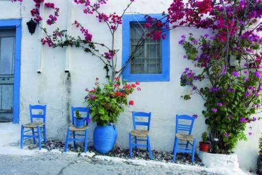 alb și albastru Grecia puzzle online