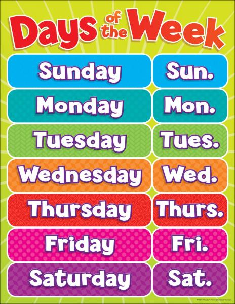 Days of the week jigsaw puzzle online