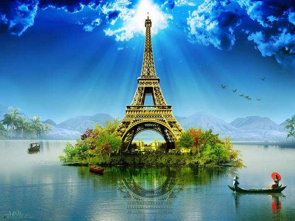 Eiffel tower at the sea jigsaw puzzle online