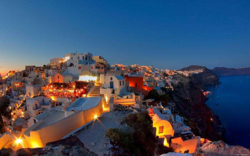 Nacht boven Santorini online puzzel
