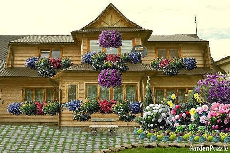 Дом в саду онлайн-пазл