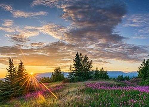 Ηλιοβασίλεμα στην Αλάσκα παζλ online