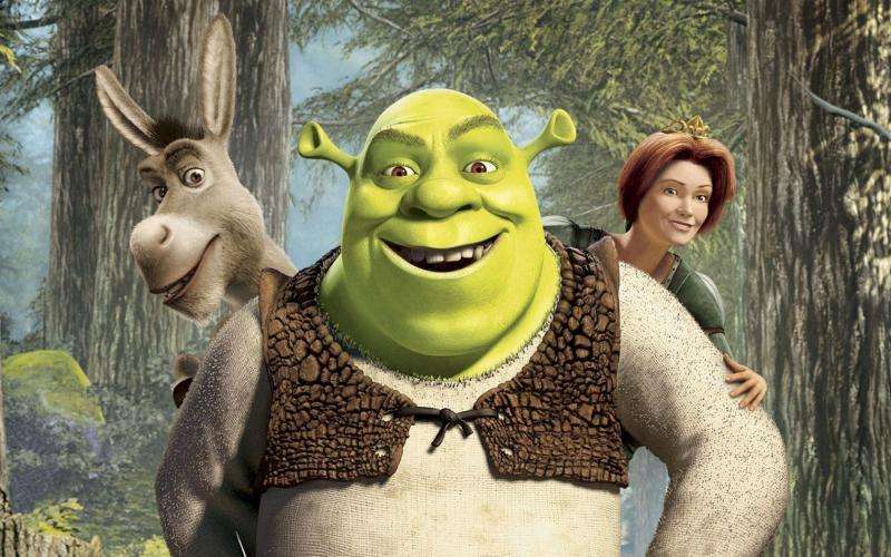 Shrek and Fiona with the Donke online puzzle