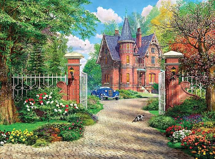 Castle in the spring courtyard jigsaw puzzle online