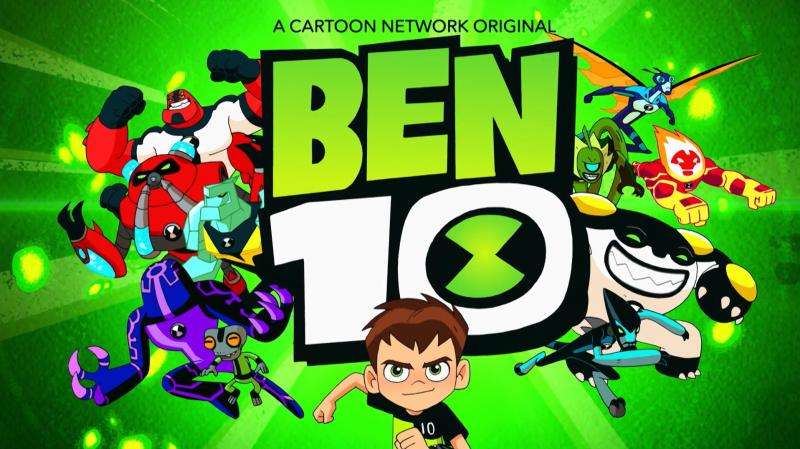 Ben10 auf einem grünen Hinterg Online-Puzzle