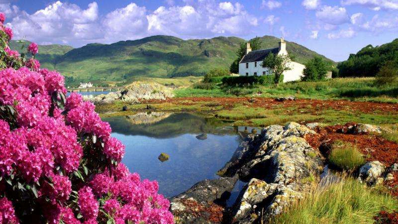 Шотландия, гледка към планината онлайн пъзел