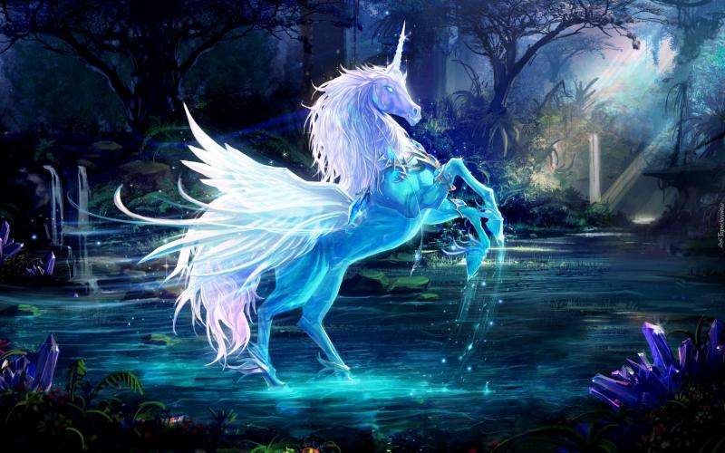 unicorn și pădure 100 puzzle online