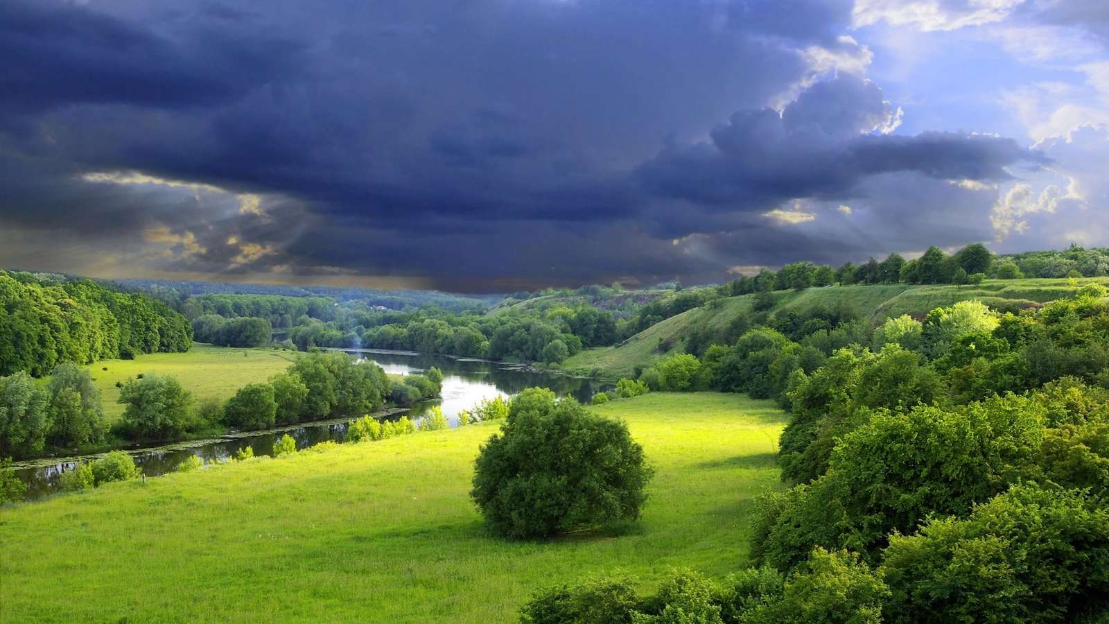 black clouds on the river jigsaw puzzle online
