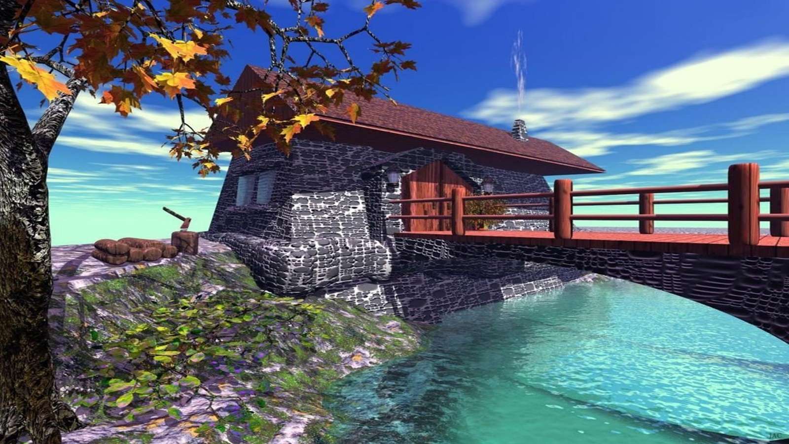 Εξοχικό σπίτι δίπλα στο νερό online παζλ