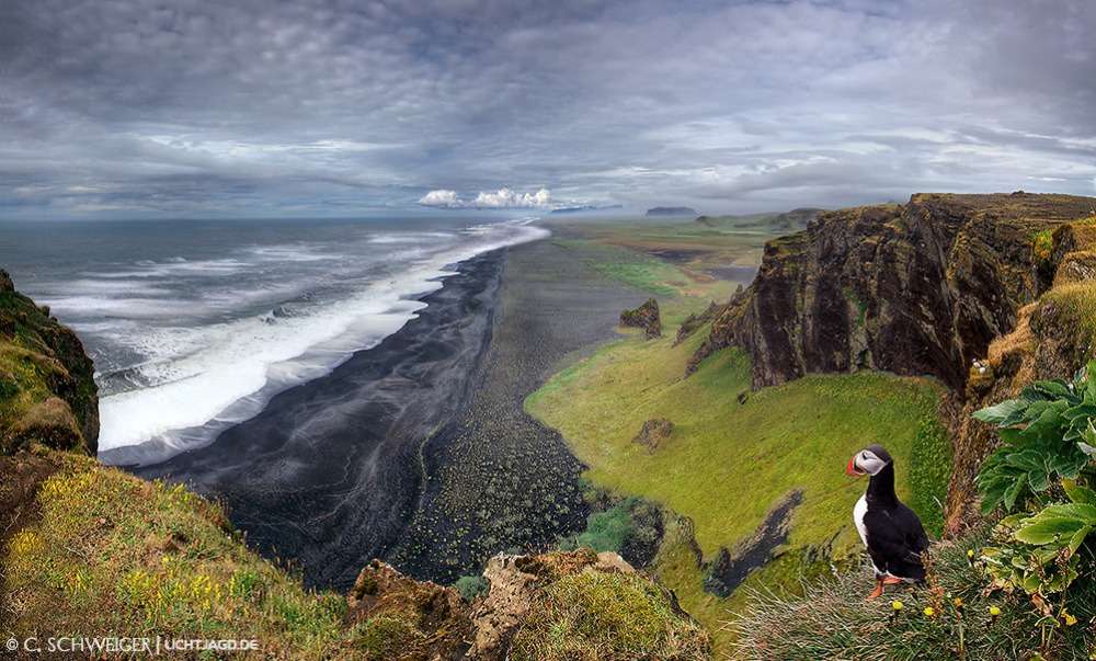 Исландский пейзаж и пуффи онлайн-пазл