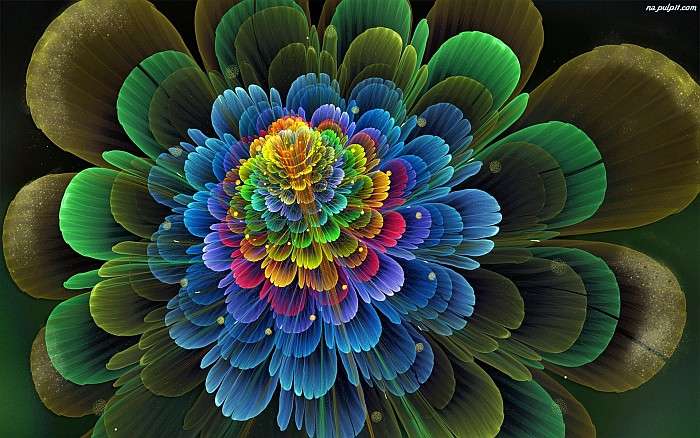 Färgglad blomma - abstraktion pussel på nätet