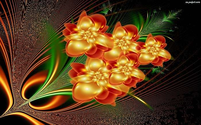 Fleurs, plume de paon puzzle en ligne