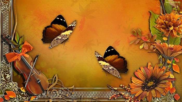 Blommor, fjärilar, grafik Pussel online
