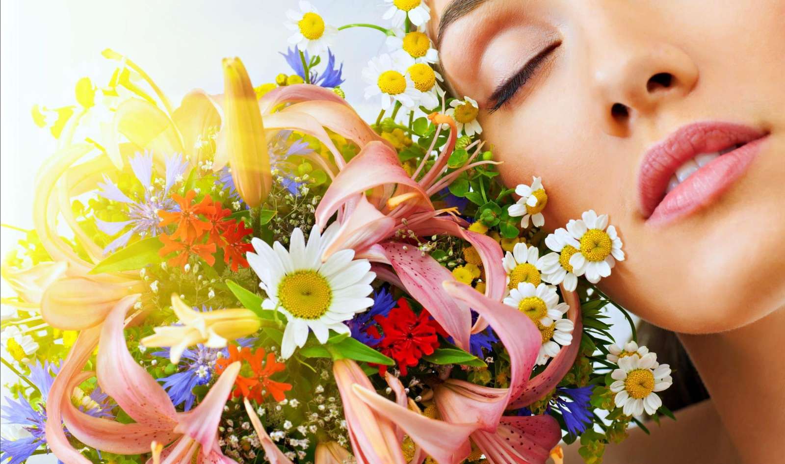 Maedchen mit einem Blumenstrau Online-Puzzle