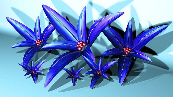 Графично сини цветя онлайн пъзел