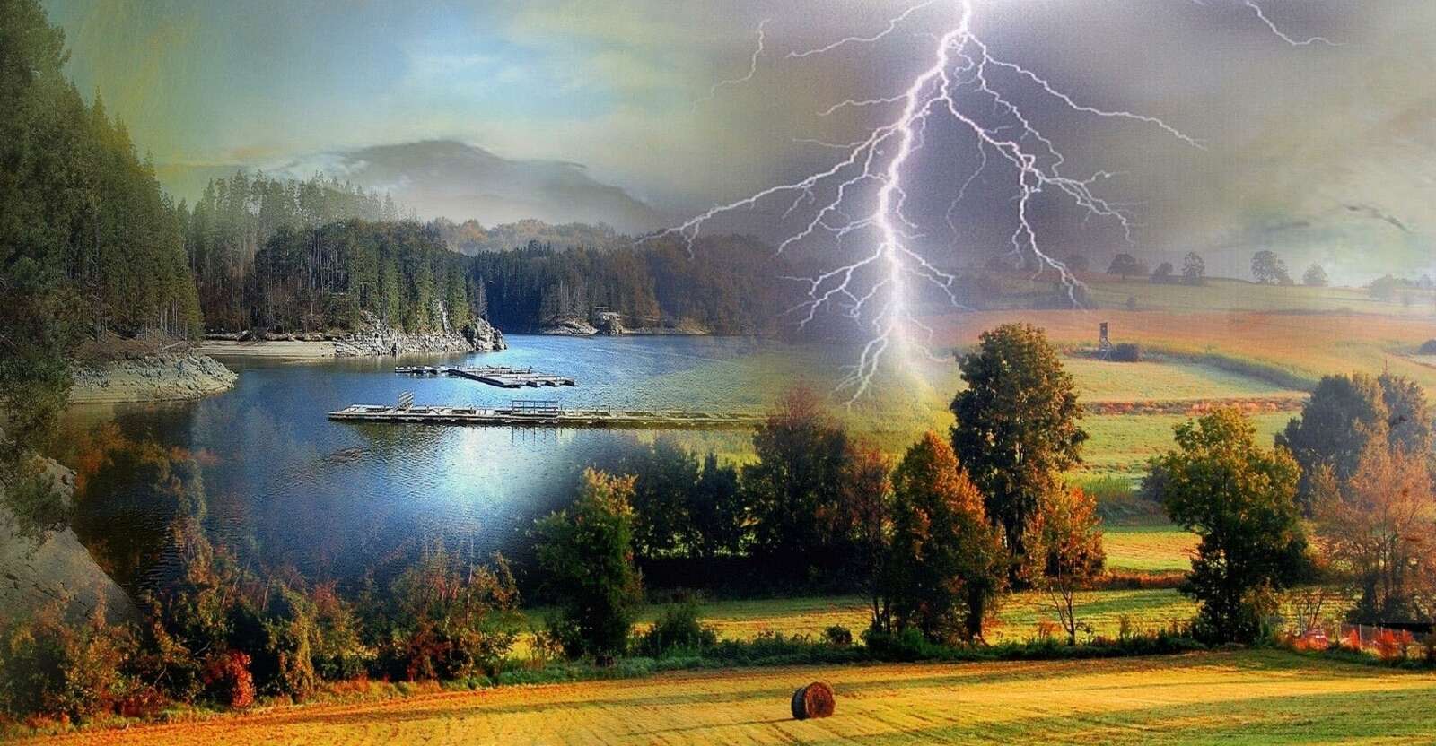 Landscape with lightning jigsaw puzzle online