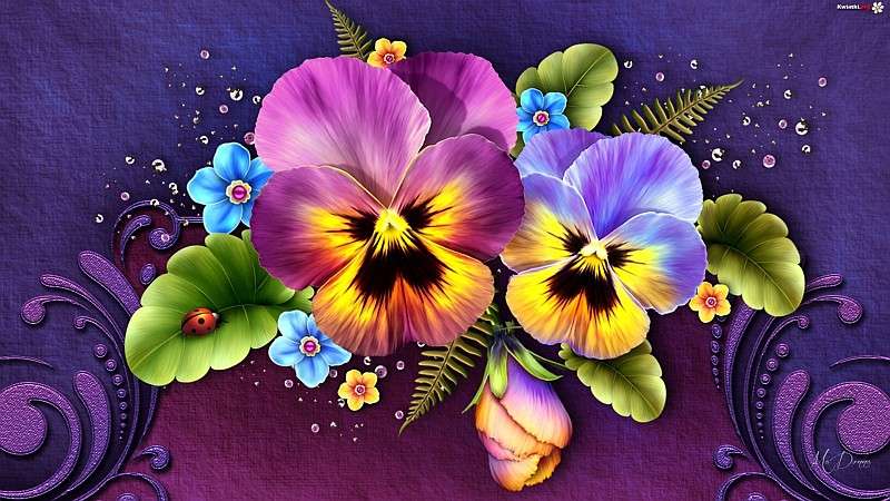 Graphics but live pansies jigsaw puzzle online